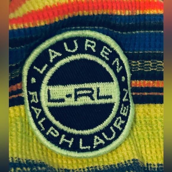 RALPH LAUREN Active Multicolor Striped Top Zip Logo Orange Yellow Blue Medium - Picture 14 of 15